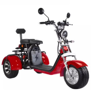 Czerwony zielony trójkołowy elektryczny skuter inwalidzki dla dorosłych Street Legal 60-80 km 2000 W